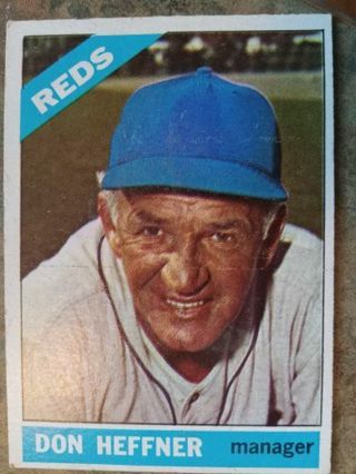 1966 T.C.G. DON HEFFNER MANAGER CINCINNATI REDS BASEBALL CARD# 269