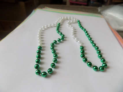 necklace 1/2 green and 1/2 white beads # 2