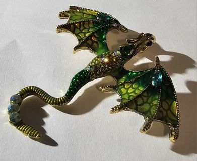 Green Dragon Brooch Pin