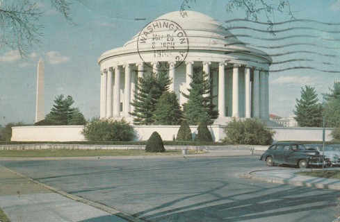 Vintage Used Postcard: 1959 Jefferson Memorial, Washington DC