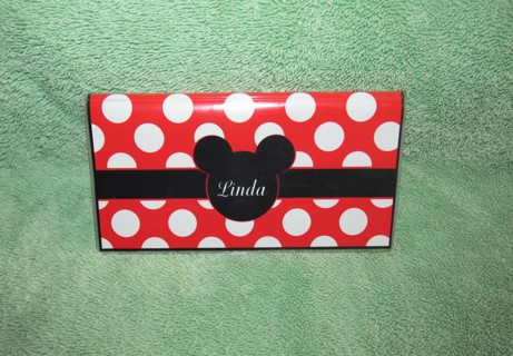 Check Book Cover Disney Minnie Mouse Personalized 'Linda'