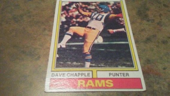 1974 TOPPS DAVE CHAPPLE LOS ANGELES RAMS FOOTBALL CARD# 396. HAS REVERSE CARD DAMAGE