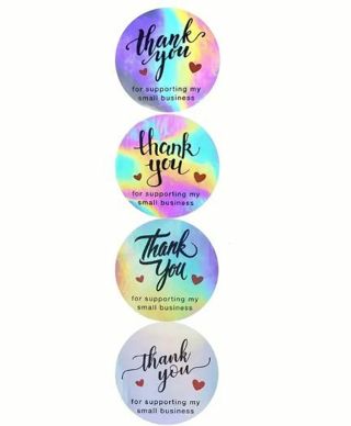 ↗️SuPeR SPECIAL⭕(30) 1" HOLOGRAPHIC THANK YOU FOR SUPPORTING MY SMALL BUSINESS STICKERS!!⭕