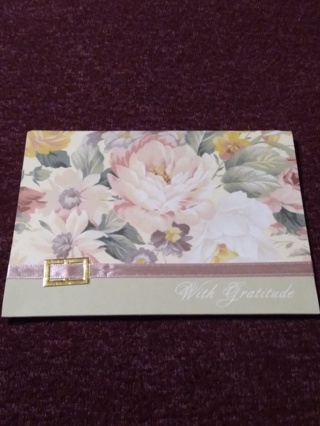 Ribbon-Buckle Floral Notecard - With Gratitude