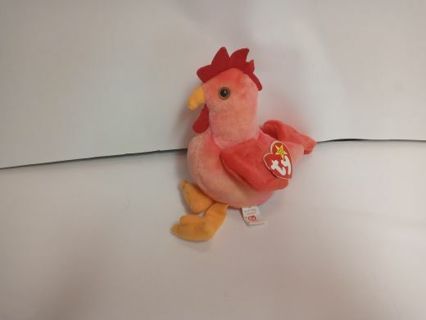 1996 Beanie Baby Strut Rooster Pink March 8 Birthday Cute