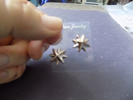 Pair of goldtone double stacked star post earrings