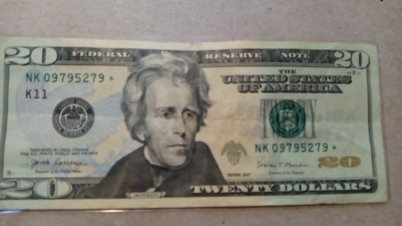 $20.00 DOLLAR.* STAR NOTE GUARANTEED REAL.. OR YOUR POINTS BACK ( RARE)