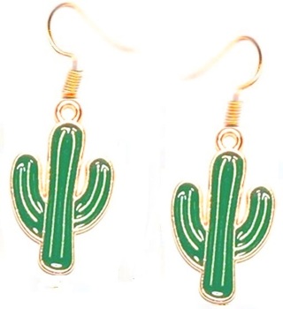 GP ENAMEL GREEN CACTUS EARRINGS #2 (PLEASE READ DESCRIPTION)