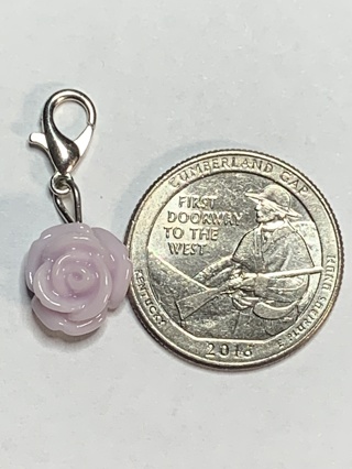 ROSE DANGLE FLOWER CHARM~#38~LT PURPLE~1 CHARM ONLY~COMES WITH LOBSTER CLASP ATTACHED~FREE SHIPPING!