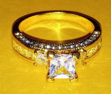 Goldtone CZ Engagement Ring
