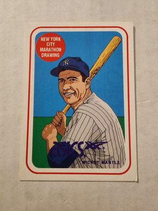 1991 NY City Marathon Drawing card Mickey Mantle