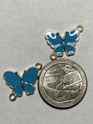 BUTTERFLY CHARMS~#6~BLUE~SET OF 2~FREE SHIPPING!