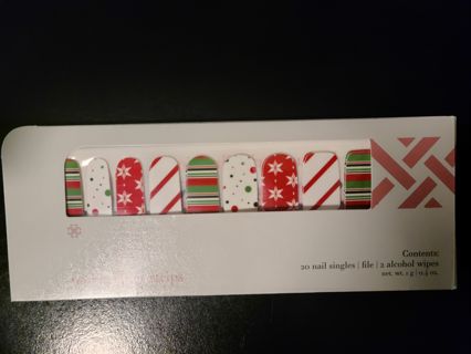 NEW JAMBERRY GREEN WHITE & RED - WRAP ME UP - Nail Lacquer Wrap Sheet Sticker Strips!