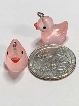 ❤DUCKS~#31~LIGHT PINK~CHARMS & GLOW IN THE DARK~SET OF 2 CHARMS~FREE SHIPPING❤