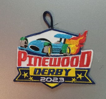 2023 Pinewood Derby boy scout scouts bsa cub scout patch with button loop 