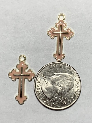 ✝COLORED CROSS CHARMS~#6~PEACH~FREE SHIPPING✝