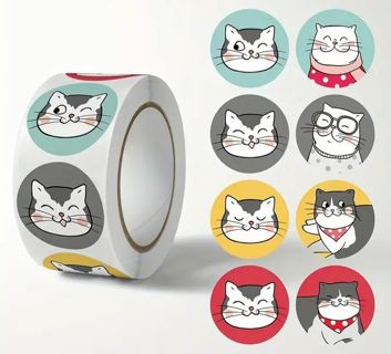 ➡️⭕(8) 1" ADORABLE CAT STICKERS!!⭕