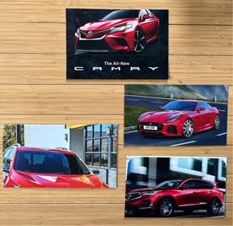 4 Red Car Themed Envelopes
