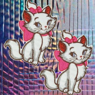 2 Cat Patch IRON ON Patches Marie Kitty Kat Clothing Embroidery Applique