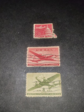 Three U.S. AIR MAIL STAMPS