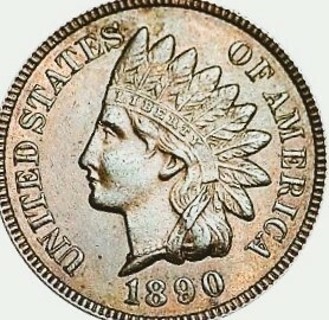 1890 Indian Head Cent, Genuine, Guaranteed Refund, Used, Insured, Key Year, Ships FREE 