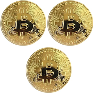 NEW (3-Pack) Bitcoin Coins Collectors Limited Edition Physical Metallic Souvenir Coins FREE SHIPPING