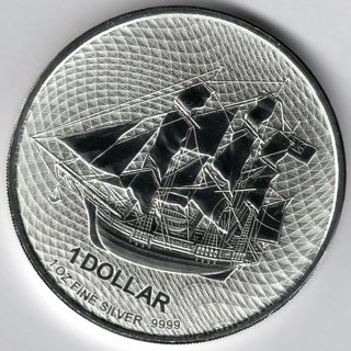 2023 BU Cook Islands HMS Bounty One Troy Ounce .9999 Fine Silver One Dollar Coin