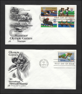 1979 USA Olympics FDCs (2), Scott #s C97, 1794a