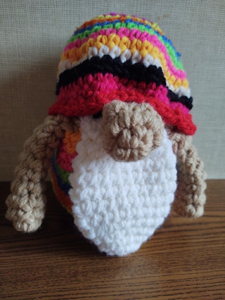 Hand Crocheted Amigurumi Hippie Gnome 