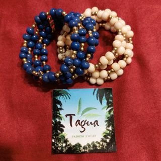 Pair Tagua bead wrap bracelets