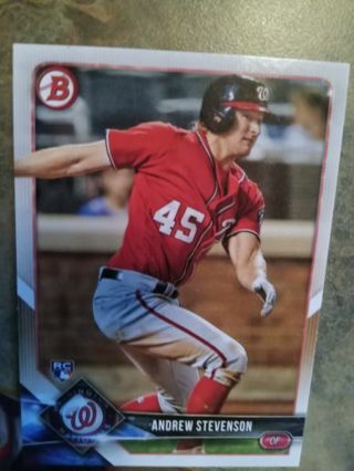 2018 BOWMAN ROOKIE ANDREW STEVENSON WASHINGTON NATIONALS BASEBALL CARD# 85