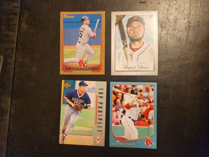 4 card Boston Red Sox lot, rookie, parallels, stars