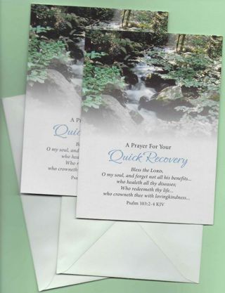 2 NEW  Lawson Falle Scripture  QUICK RECOVERY Greeting Cards w/ Envelopes