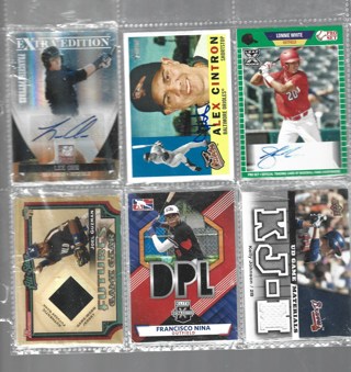 LOT [7] 3 AUTOGRAPH & 3 RELIC BASEBALL CARDS