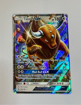 Tauros GX 100/149 Sun & Moon Base Ultra Rare Holo Pokemon Card NM