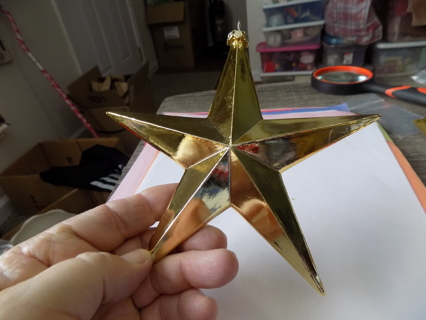 6 inch tall gold star double sided 3D ornament # 2