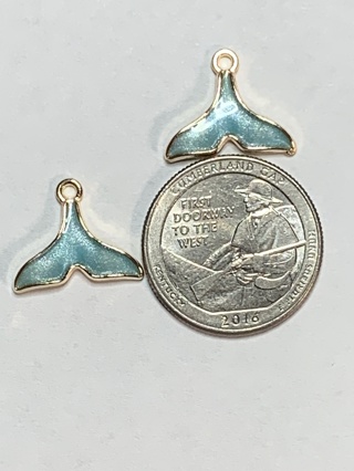 WHALE TAIL CHARMS~#4~BLUE~SET OF 2 CHARMS~FREE SHIPPING!