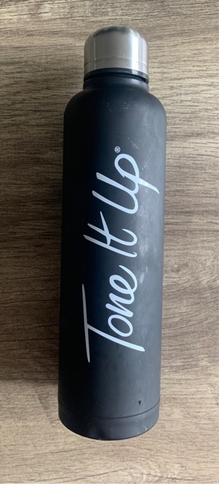 Tone It Up Stainless Steel Water Bottle Black With white Logo - Used