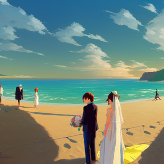 Listia Digital Collectible: Wedding day at the beach with family on sunny day