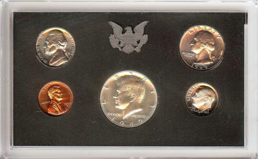 1969-S United States Mint Proof Set With 40% Silver JFK Half Dollar in OGP