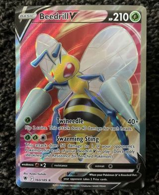 NM Ultra Rare Beedrill V Textured Full Art Pokemon card TCG SWSH