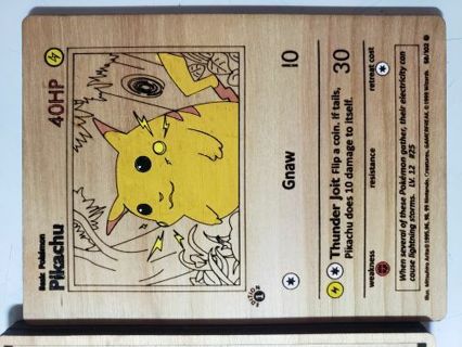 Custom Wooden Art Pokémon Pikachu card