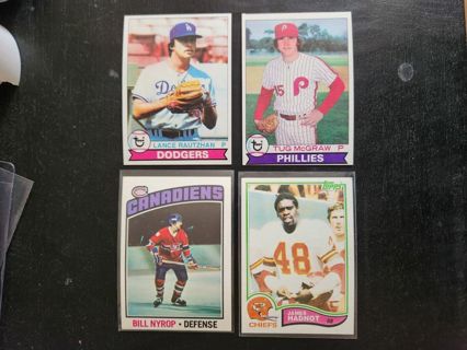 4 card mixed sport vintage 70s and 80s lot