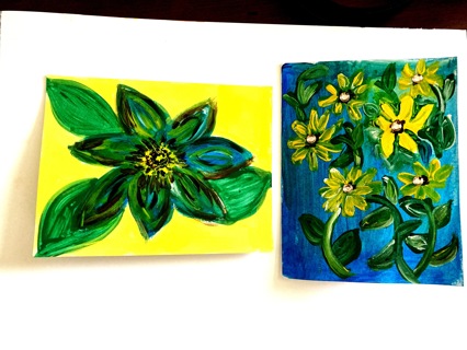 2 Hand Painted Note Cards with Envelopes 5 1/2 inches x 4 inches