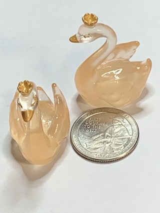 SWANS WITH CROWNS~#16~ORANGE~SET OF 2 SWANS~GLOW IN THE DARK~FREE SHIPPING!