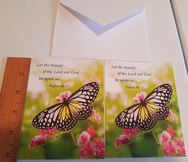 2 Butterfly Notecards (with Envelopes) Religious