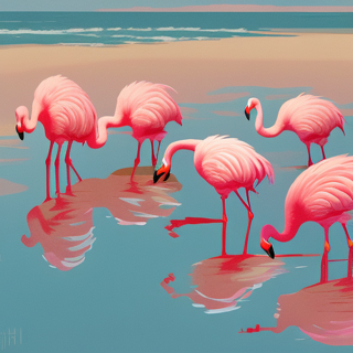 Listia Digital Collectible: Flamingos Searching For a Shrimp Dinner