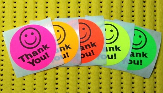 60 THANK YOU Stickers ~ Put On A Happy Face!