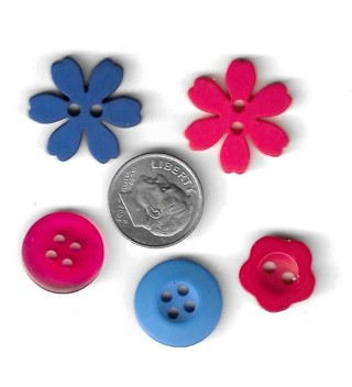 5 red and blue mix buttons