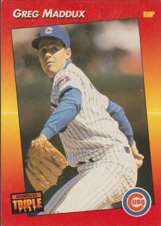 1992 Donruss Triple Play Greg Maddux Cubs Braves #19 Baseball Card